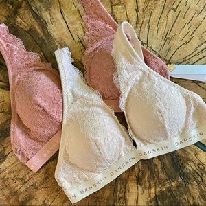 2-Set Danskin Intimates Lace Bras, Removable Pads